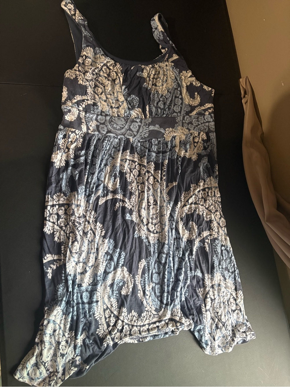 Merona Navy and White Paisley Tank Dress